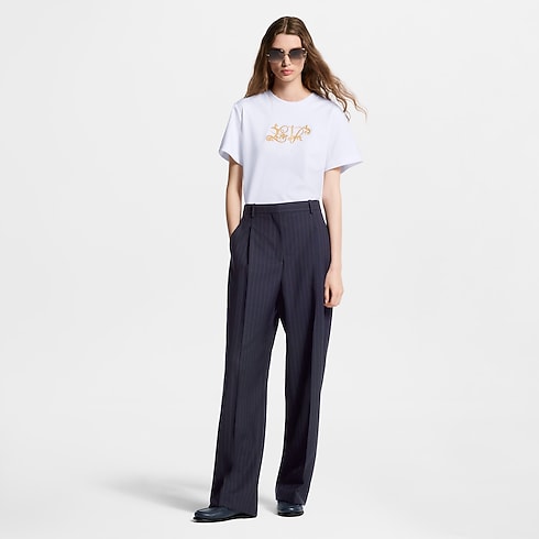 Tee-shirt à signature brodée Femme Prêt-à-porter Hauts | LOUIS VUITTON (Zoom produit)