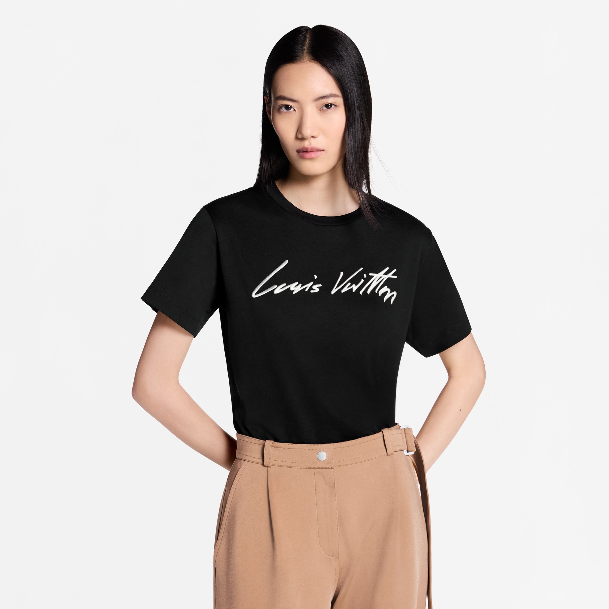 Tee-shirt à signature cursive  Femme Prêt-à-porter Hauts | LOUIS VUITTON (Zoom produit)
