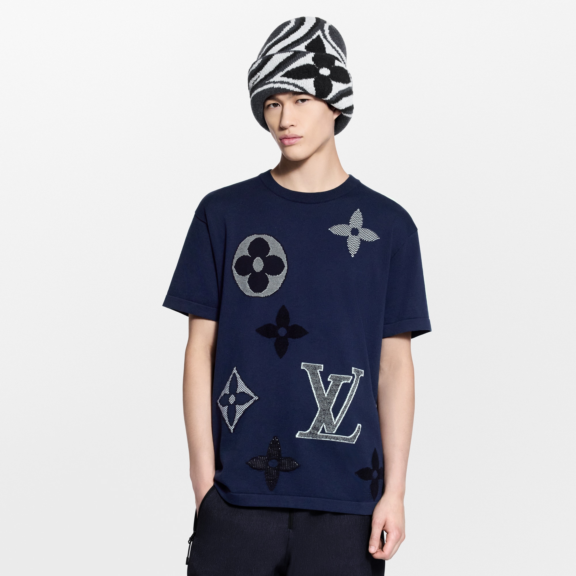 Tee-shirt en maille Monogram à col rond  Nouveautés Homme LV Ski | LOUIS VUITTON (Zoom produit)