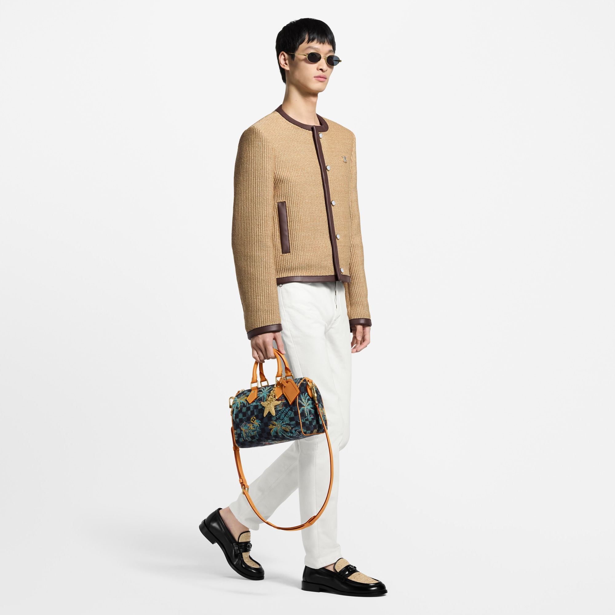 Veste chic sans col ornementée en raphia | LOUIS VUITTON