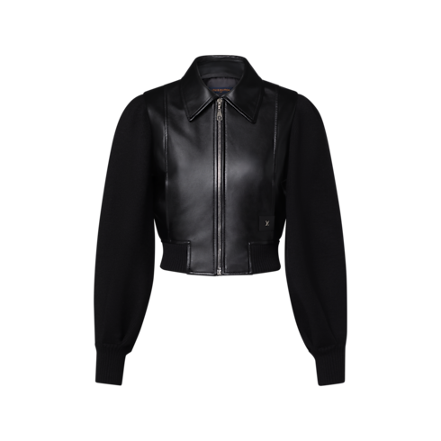 Veste en cuir à manches en maille Femme Prêt-à-porter Manteaux et vestes | LOUIS VUITTON (Zoom produit)