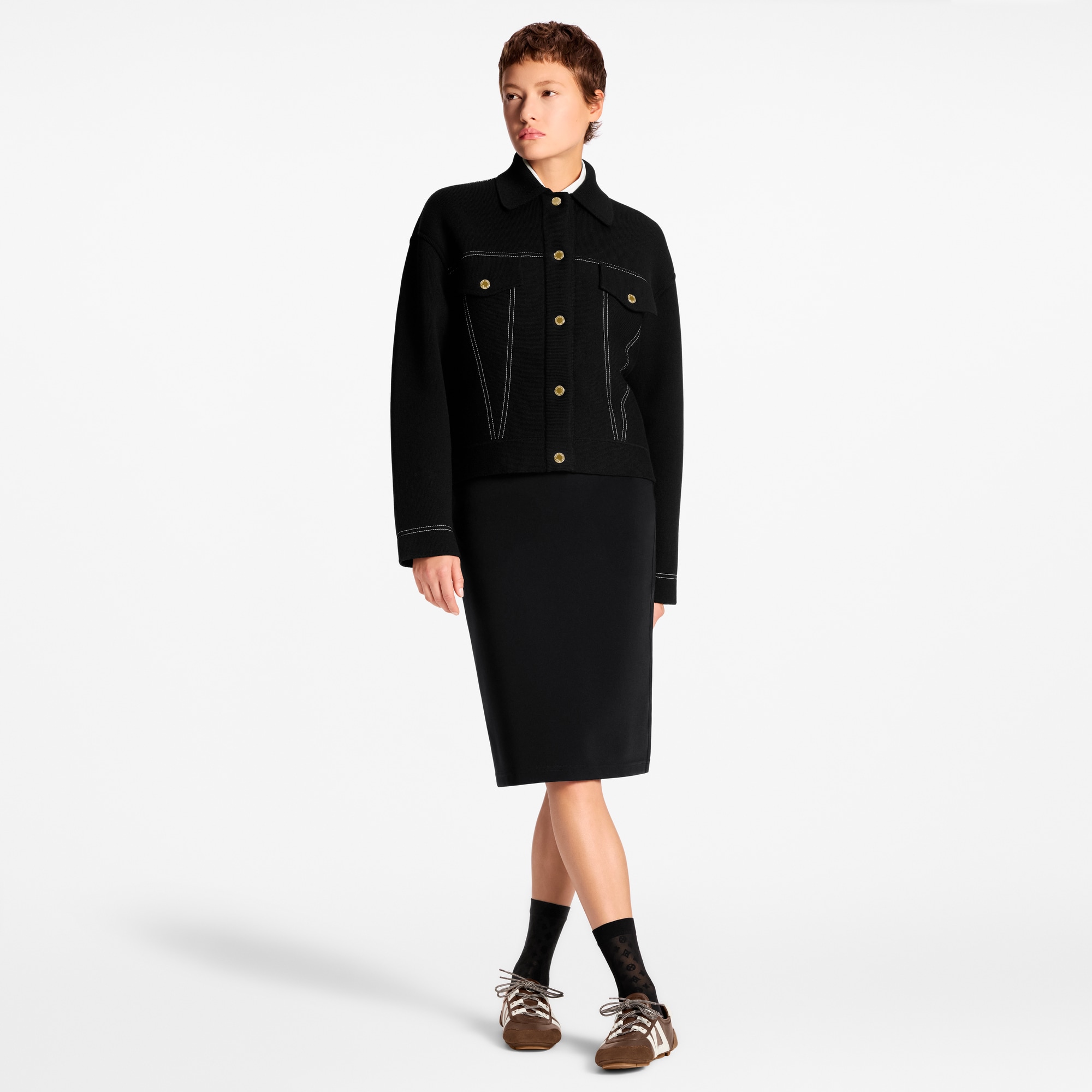 Veste en maille à effet denim  Femme Prêt-à-porter Manteaux et vestes | LOUIS VUITTON (Zoom produit)