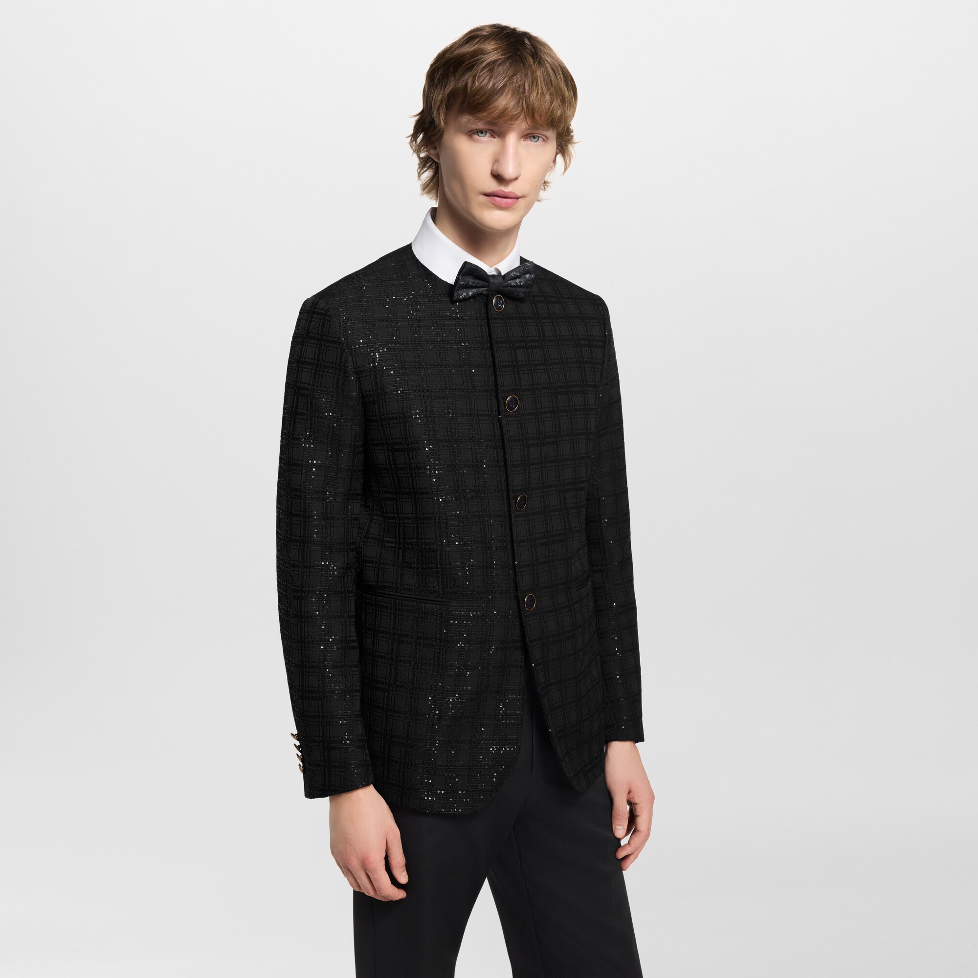 Veste sans col brodée de sequins  Homme Prêt-à-porter Vestes | LOUIS VUITTON (Zoom produit)