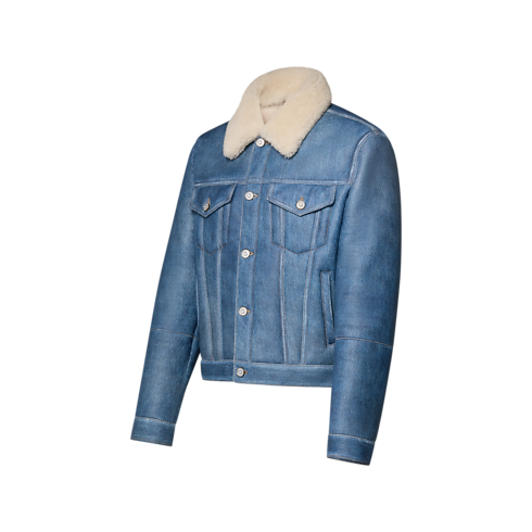 Veste trucker en shearling façon denim en trompe-l'œil Homme Prêt-à-porter Tout le prêt-à-porter | LOUIS VUITTON (Zoom produit)