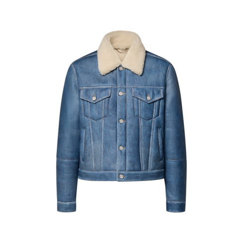 Veste trucker en shearling façon denim en trompe-l'œil Homme Prêt-à-porter Tout le prêt-à-porter | LOUIS VUITTON (Zoom produit)