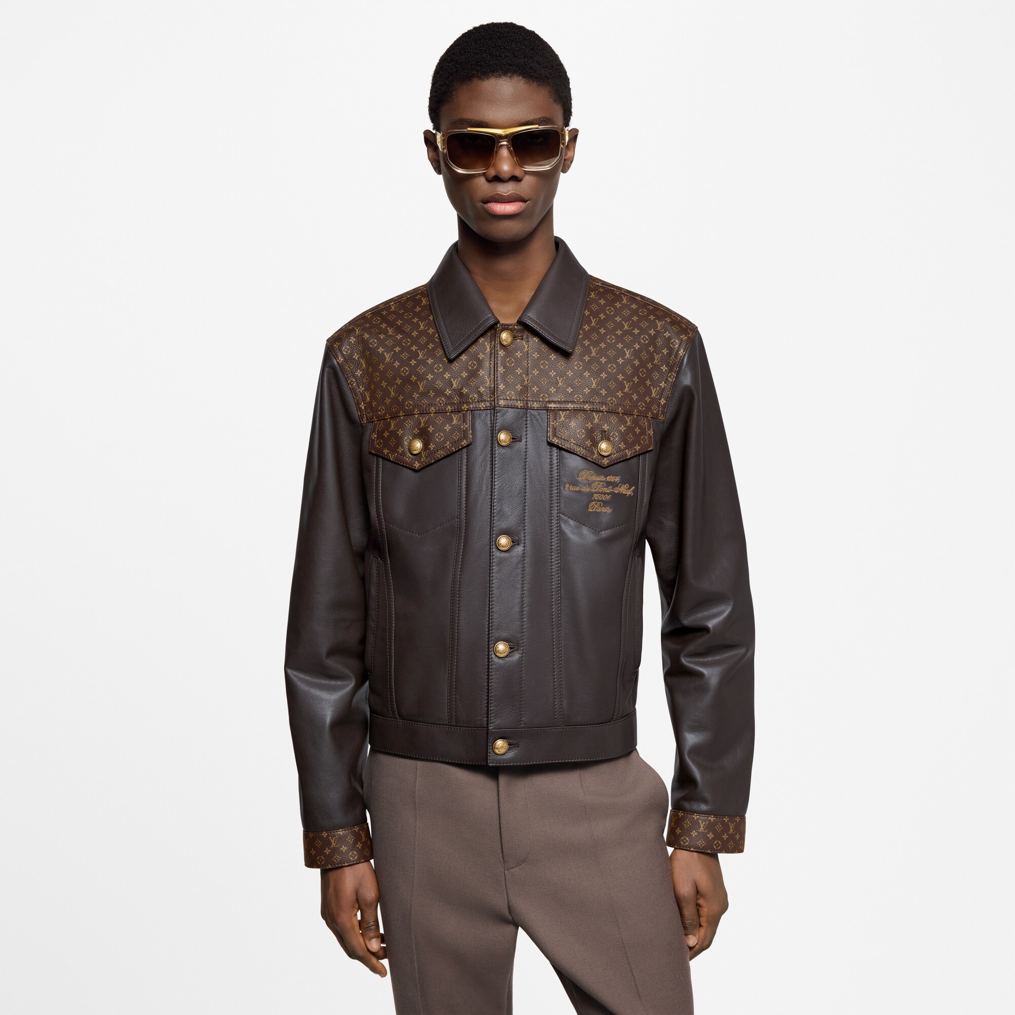 Veste trucker ornementée en cuir  Homme Prêt-à-porter Manteaux et blousons | LOUIS VUITTON (Zoom produit)